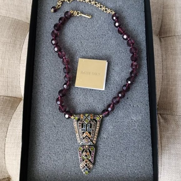 HEIDI DAUS RUBY CRYSTAL BEAD NECKLACE AMETHYST CITRINE PERIDOT BLUE CRYSTAL ART - Picture 1 of 7